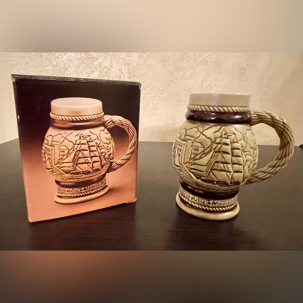 VTG Avon 1982 Tall Ships Ceramic Stein, 4 1/2” Tall